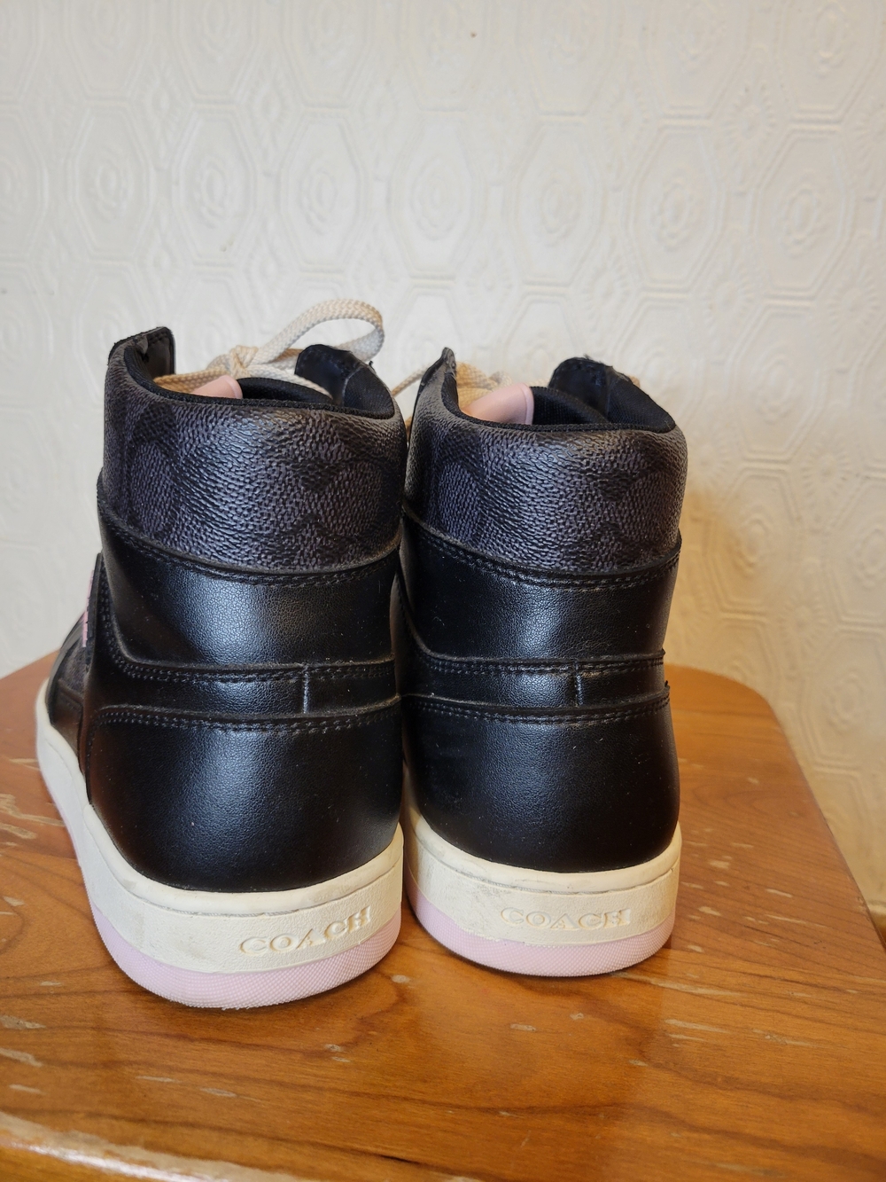 Coach Black High-Top Sneakers with Pink Trim Size 9.5 US - Picture 5 of 11